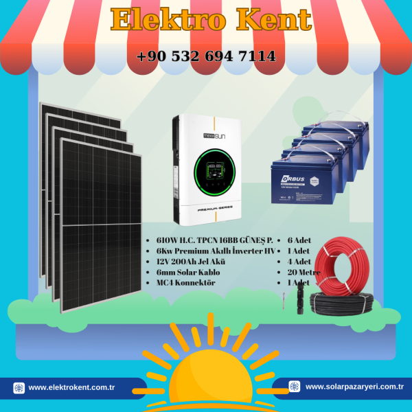 9 PANEL(610WP) 6KWE OFF-GRID(48V) SOLAR PAKET