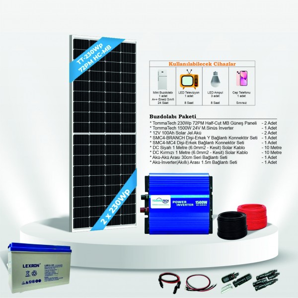 2 Panel (230Wp) 1500WE Off-Grid (12V) Solar Paket